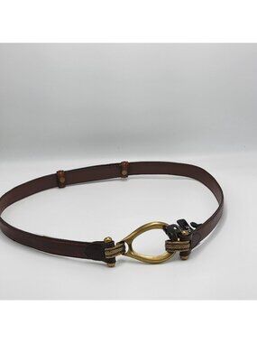New Directions  Brown Leather Belt With Ornate Brass Buckle & XL Fit